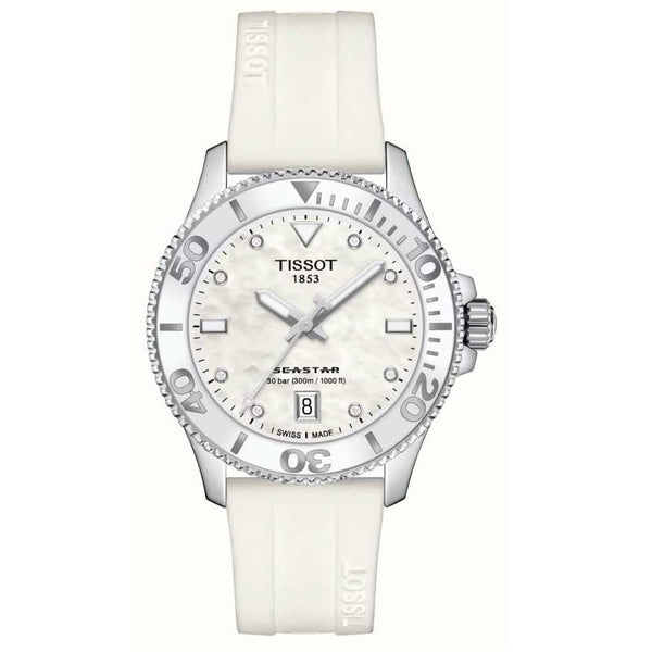Tissot Seastar Mother Of Pearl White Silicone Unisex Watch T1202101711600