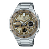 Casio Edifice Gold Dial Silver Stainless Steel Strap Men Watch EFV-C110D-5ADF