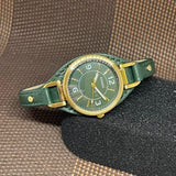 Fossil Carlie Green Dial Leather Strap Women Watch ES5241P
