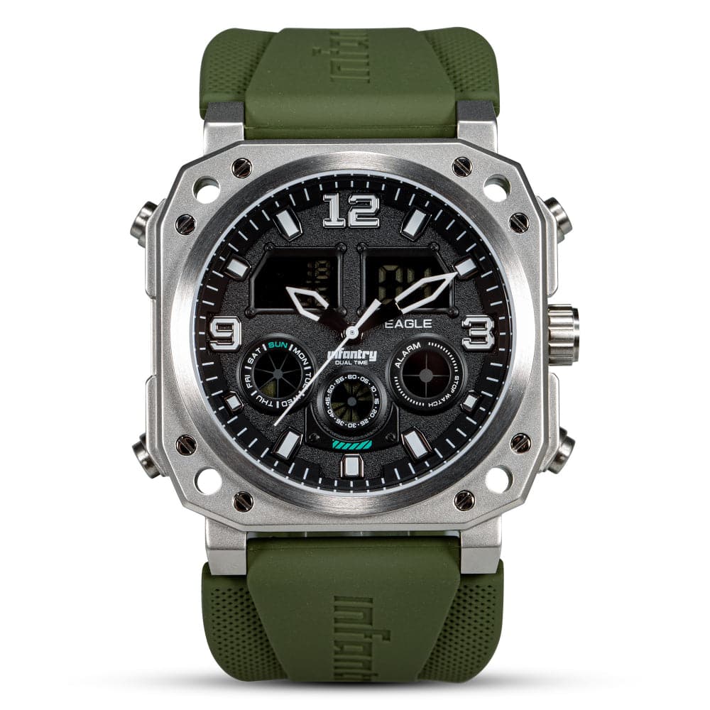 Infantry Analogue Digital Green Silicone Strap Men Watch FS 011 S