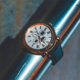ARIES GOLD URBAN KENSINGTON ROSE GOLD STAINLESS STEEL G 101 RG-W BROWN LEATHER STRAP MEN'S WATCH