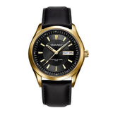 ARIES GOLD AUTOMATIC INFINUM PRESIDENT GOLD STAINLESS STEEL G 9004 G-BK BLACK LEATHER STRAP MEN'S WATCH