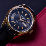 ARIES GOLD AUTOMATIC INFINUM PRESIDENT GOLD STAINLESS STEEL G 9004 G-BK BLACK LEATHER STRAP MEN'S WATCH