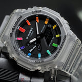 Casio Mod G-Shock Transparent Resin Strap Unisex Watch GA-2100SKE-7ADR-M1
