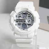Casio G-Shock Digital Analog Silver Dial White Resin Strap Women's Watch GMA-S140VA-7ADR-P