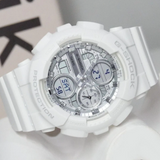 Casio G-Shock Digital Analog Silver Dial White Resin Strap Women's Watch GMA-S140VA-7ADR-P