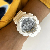 Casio G-Shock Digital Analog Silver Dial White Resin Strap Women's Watch GMA-S140VA-7ADR-P