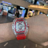 Skeleton Dial Red Silicone Strap Men Watch H2-9178G-TR-RD