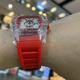 Skeleton Dial Red Silicone Strap Men Watch H2-9178G-TR-RD