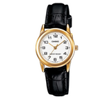 CASIO ENTICER LTP-V001GL-7BUDF-P BLACK LEATHER WOMEN WATCH