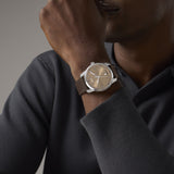 Movado Bold Verso 42mm Clay Colored Dial Brown Leather Watch 3601206