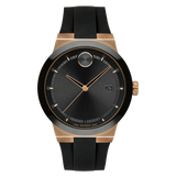Movado Bold Fusion 42mm Black Dial Bronze Ion-Plated Black Silicone Strap Watch 3600851