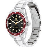 TOMMY HILFIGER TH85 AUTO RED DIAL CASE STEEL WATCH 1792154