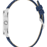 GUESS QUATTRO 'G' LOGO DENIM BLUE SILVER TONE ANALOG WATCH GW0755L1