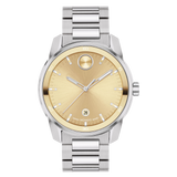 Movado Bold Verso 42mm Gold Sunray Dial Stainless Steel Watch 3601203