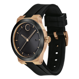 Movado Bold Fusion 42mm Black Dial Bronze Ion-Plated Black Silicone Strap Watch 3600851