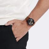 Movado Bold Evolution 2.0 Black Dial Brown Cognac Leather Strap Watch 3601083