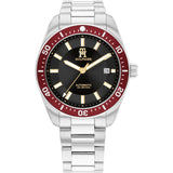 TOMMY HILFIGER TH85 AUTO RED DIAL CASE STEEL WATCH 1792154