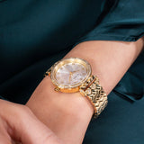 GUESS GLITZ DIAL GOLD QUILTED BRACELET WATCH GW0763L2