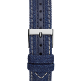 GUESS QUATTRO 'G' LOGO DENIM BLUE SILVER TONE ANALOG WATCH GW0755L1