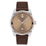 Movado Bold Verso 42mm Clay Colored Dial Brown Leather Watch 3601206