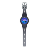 CASIO G-SHOCK GLOWY BLUE DIAL GRAY-ON-BLACK STRAP WATCH GA-2100FL-1ADR