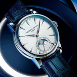 Frederique Constant FC-716S3H6 Manufacture Classic Moonphase Date Silver Dial Blue Leather Watch