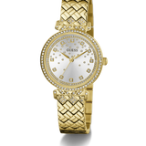 GUESS GLITZ DIAL GOLD QUILTED BRACELET WATCH GW0763L2