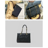 Chanel S25032602 Matrasse GST Chain Tote Bag Caviar Skin Black (Very Good Condition)