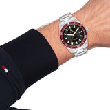 TOMMY HILFIGER TH85 AUTO RED DIAL CASE STEEL WATCH 1792154