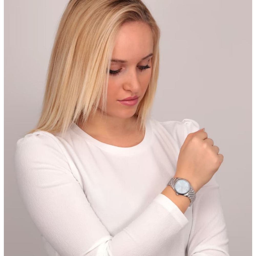 Oui & Me Blue Dial Silver Stainless Steel Strap Women Watch ME010281 H2 Hub