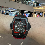 Megir Black Case Skeleton Dial Red Silicone Strap Men Watch MN8109G-BKRD-1N8