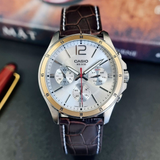 CASIO ENTICER MTP-1374L-7AVDF-P BROWN LEATHER MEN WATCH