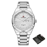Naviforce Analog Silver Dial Stainless Steel Strap Men Watch NF9218 S/W