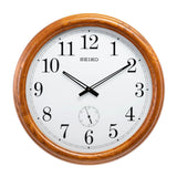 Seiko White Dial Brown Round Case Wall Clock QXA155B