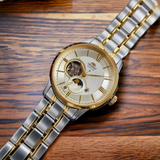 Orient Open Heart Two-Tone Stainless Steel Strap Men Watch RA-AS0007S30B