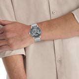 CALVIN KLEIN ICONIC AUTO SILVER DIAL MESH STEEL WATCH 25300004