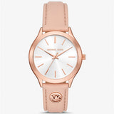 MICHAEL KORS MK7467 SLIM RUNWAY ROSE GOLD-TONE LEATHER WATCH