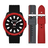 SKECHERS RAILS BLACK & RED INTERCHANGEABLE STRAP WATCH SET SR9105