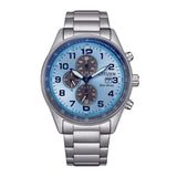 CITIZEN ECO-DRIVE BLUE DIAL CHRONOGRAPH SILVER STEEL CA0770-72M