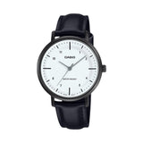 CASIO STANDARD LTP-VT03BL-7BDF-P WHITE DIAL BLACK LEATHER STRAP WATCH