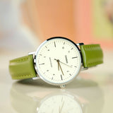 CASIO STANDARD LTP-VT03L-3BDF-P BEIGE DIAL OLIVE GREEN LEATHER STRAP WATCH