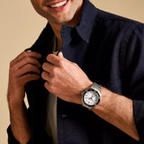 FOSSIL BREAKER WHITE DIAL THREE-HAND DATE STAINLESS STEEL WATCH FS6063