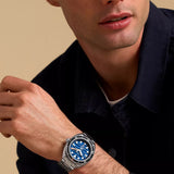 FOSSIL BREAKER BLUE DIAL THREE-HAND DATE STAINLESS STEEL WATCH FS6064