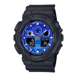 CASIO G-SHOCK GA-100FL-1ADR FIERY BLUE DIAL BLACK STRAP MEN WATCH