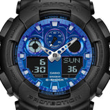 CASIO G-SHOCK GA-100FL-1ADR FIERY BLUE DIAL BLACK STRAP MEN WATCH