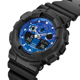 CASIO G-SHOCK GA-100FL-1ADR FIERY BLUE DIAL BLACK STRAP MEN WATCH