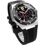 FERRARI ASPIRE ANALOG QUARTZ SILVER STAINLESS STEEL 0830537 BLACK SILICONE STRAP MEN'S WATCH