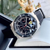 FERRARI ASPIRE ANALOG QUARTZ SILVER STAINLESS STEEL 0830537 BLACK SILICONE STRAP MEN'S WATCH