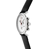 BERING 10540-404 CLASSIC CHRONOGRAPH WHITE DIAL BLACK LEATHER STRAP MEN'S WATCH